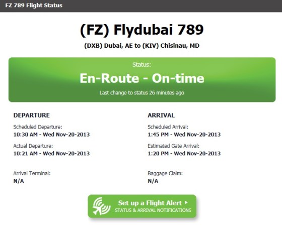 Primul zbor Dubai-Chisinau